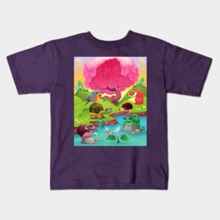 Animal Pond Scene Kids T-Shirt